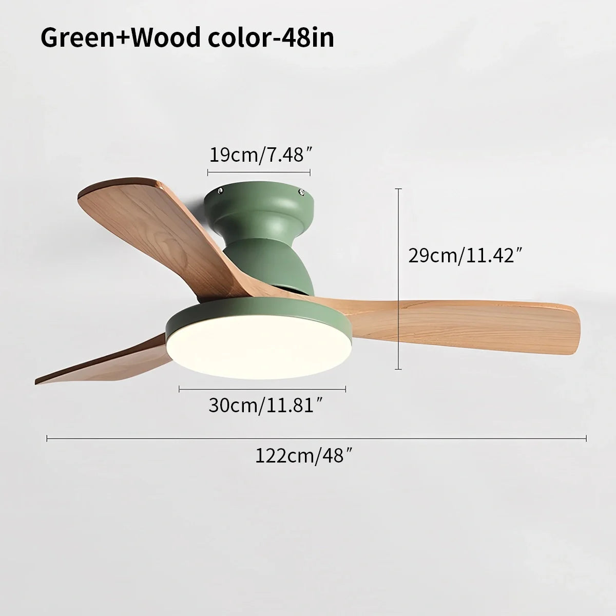 Vintage 3-leaf Wood Ceiling Fan Lamp