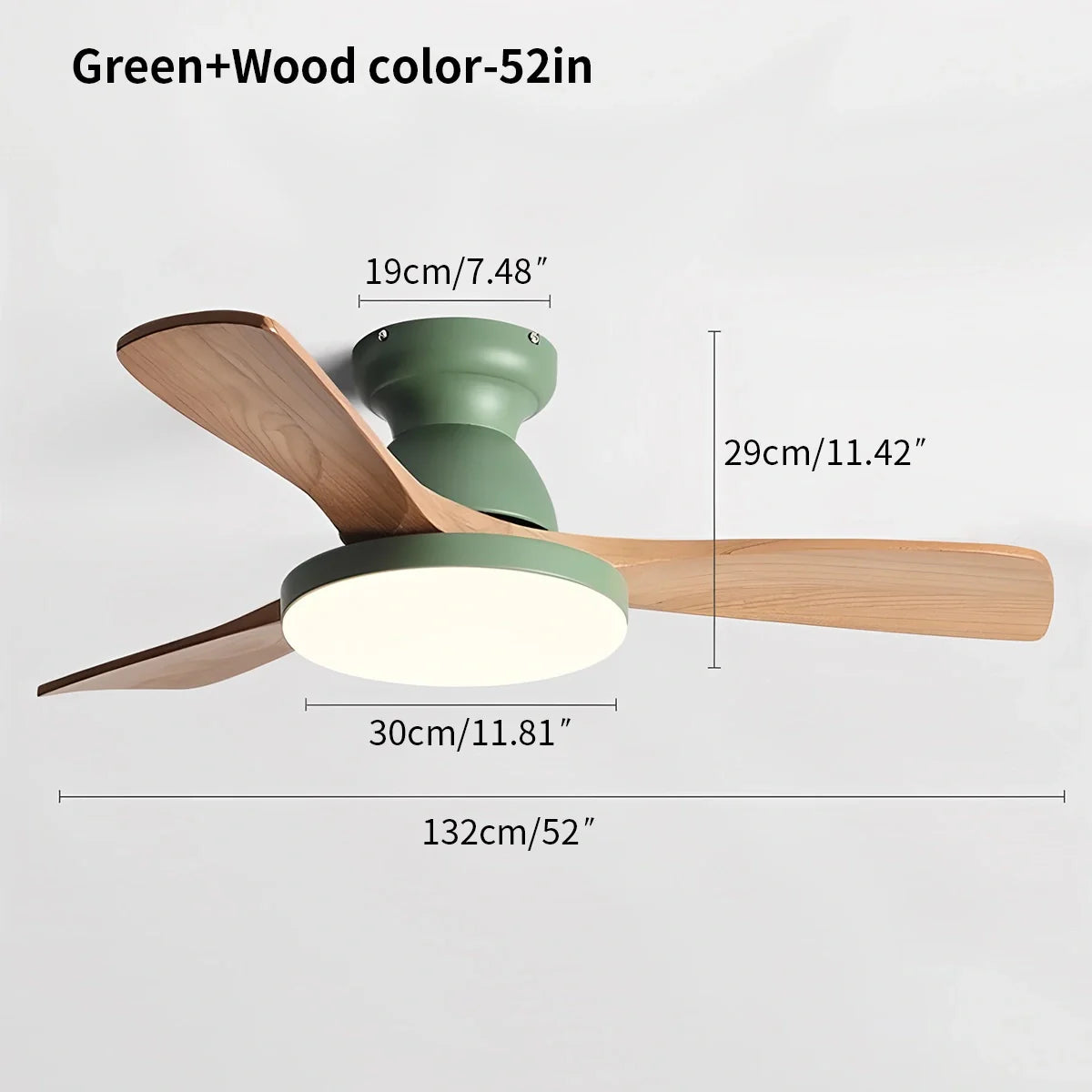 Vintage 3-leaf Wood Ceiling Fan Lamp