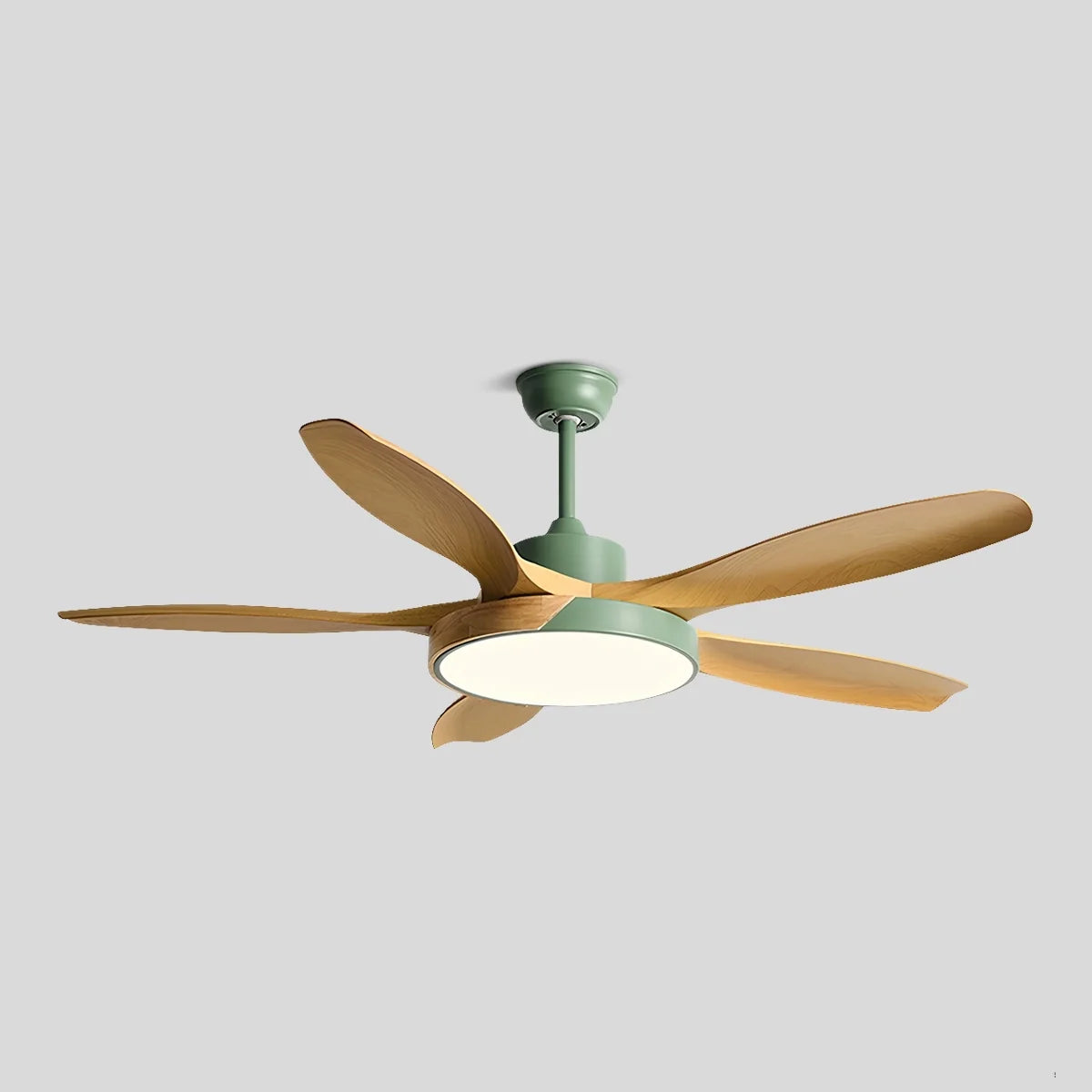 Antizer Nordic Living Room Ceiling Fan with Light Green+Wood Color