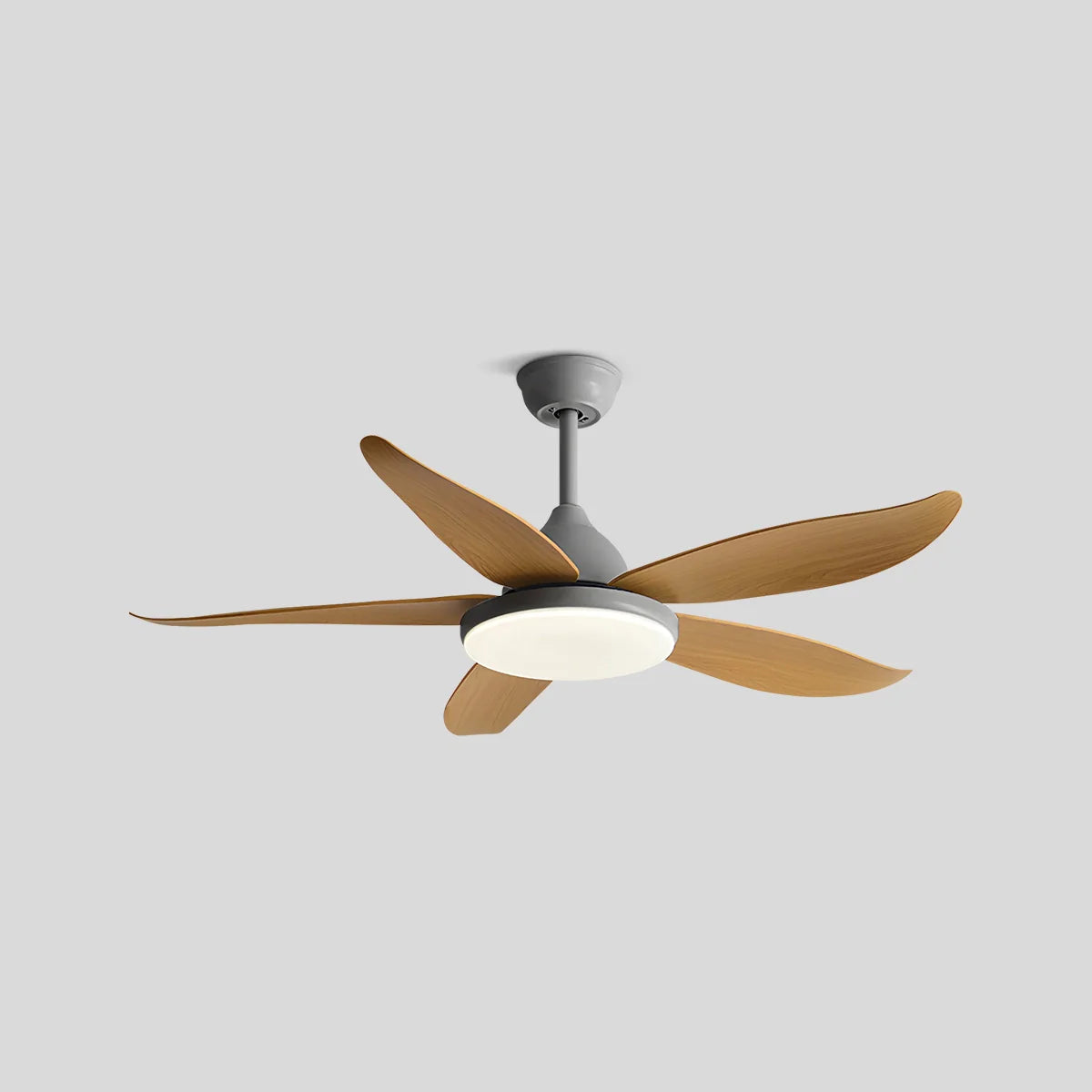 Antizer 5 Blade Contemporary Ceiling Fan Lamp Grey+Oak
