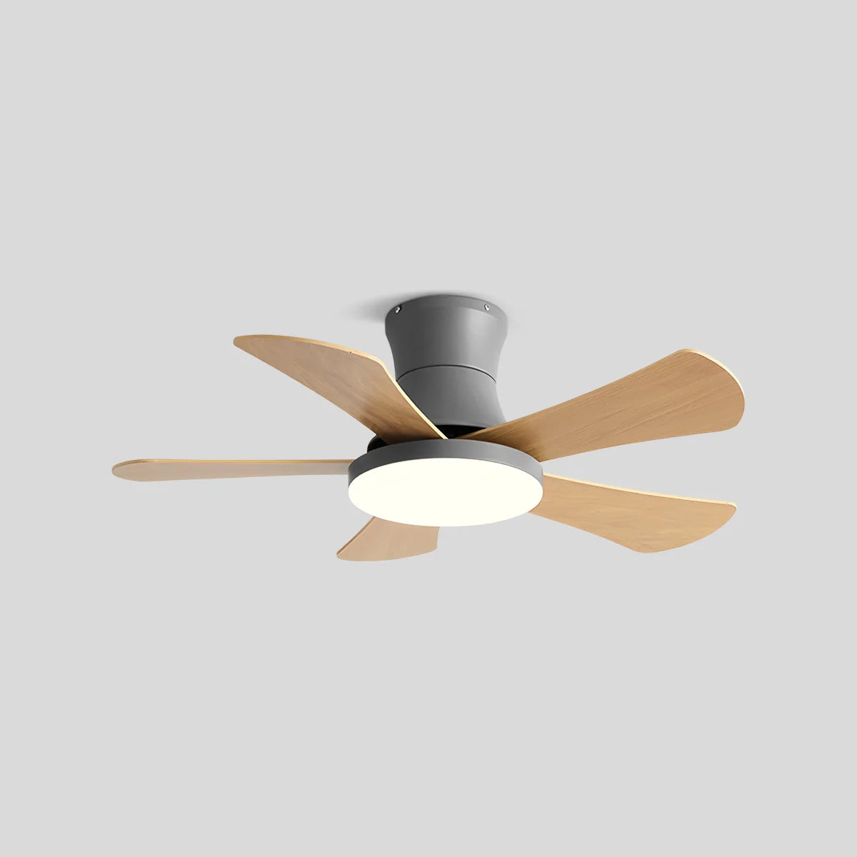 Antizer Scandi Low Profile Ceiling Fan with Light Grey+Oak D106cm / 42"