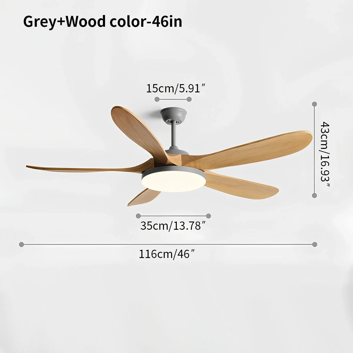 5-leaf Wood Ceiling Fan Light