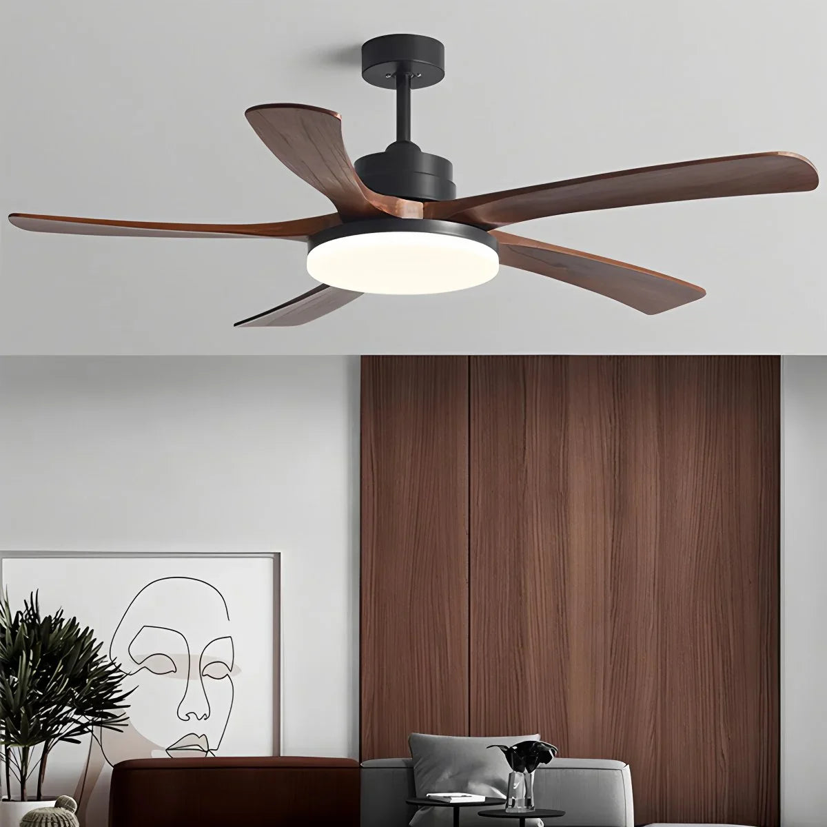 High Wind Wood Ceiling Fan Light
