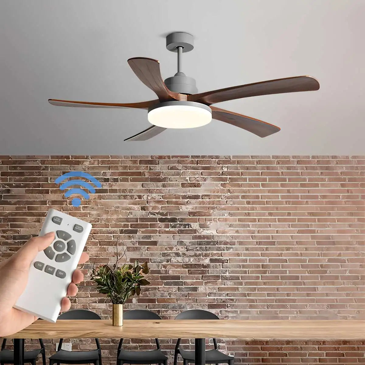 High Wind Wood Ceiling Fan Light