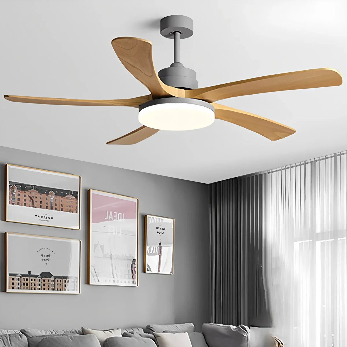 High Wind Wood Ceiling Fan Light