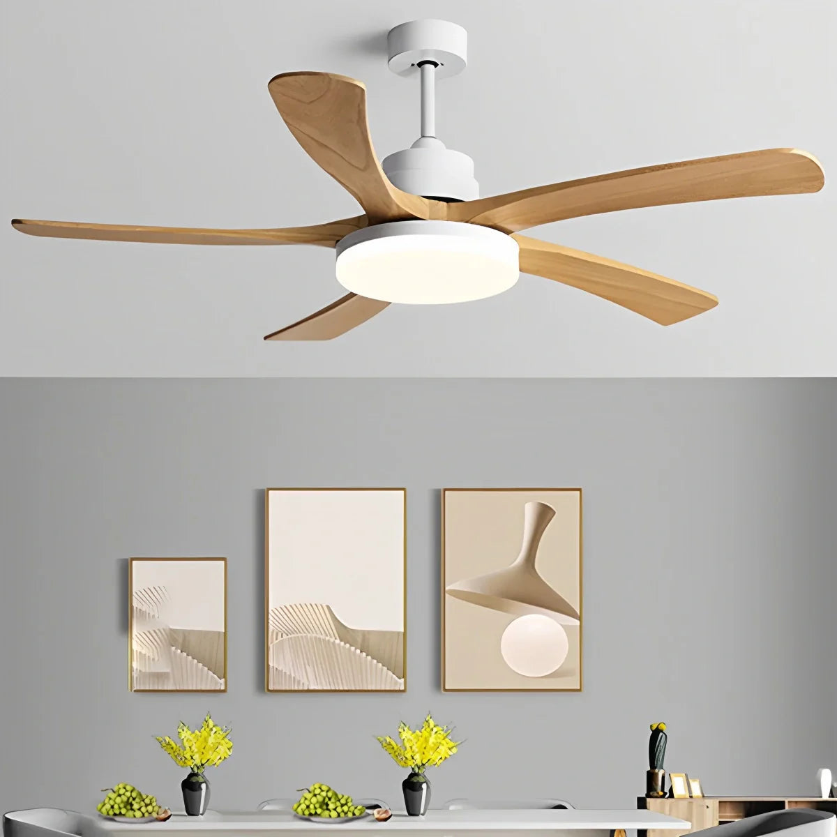 High Wind Wood Ceiling Fan Light