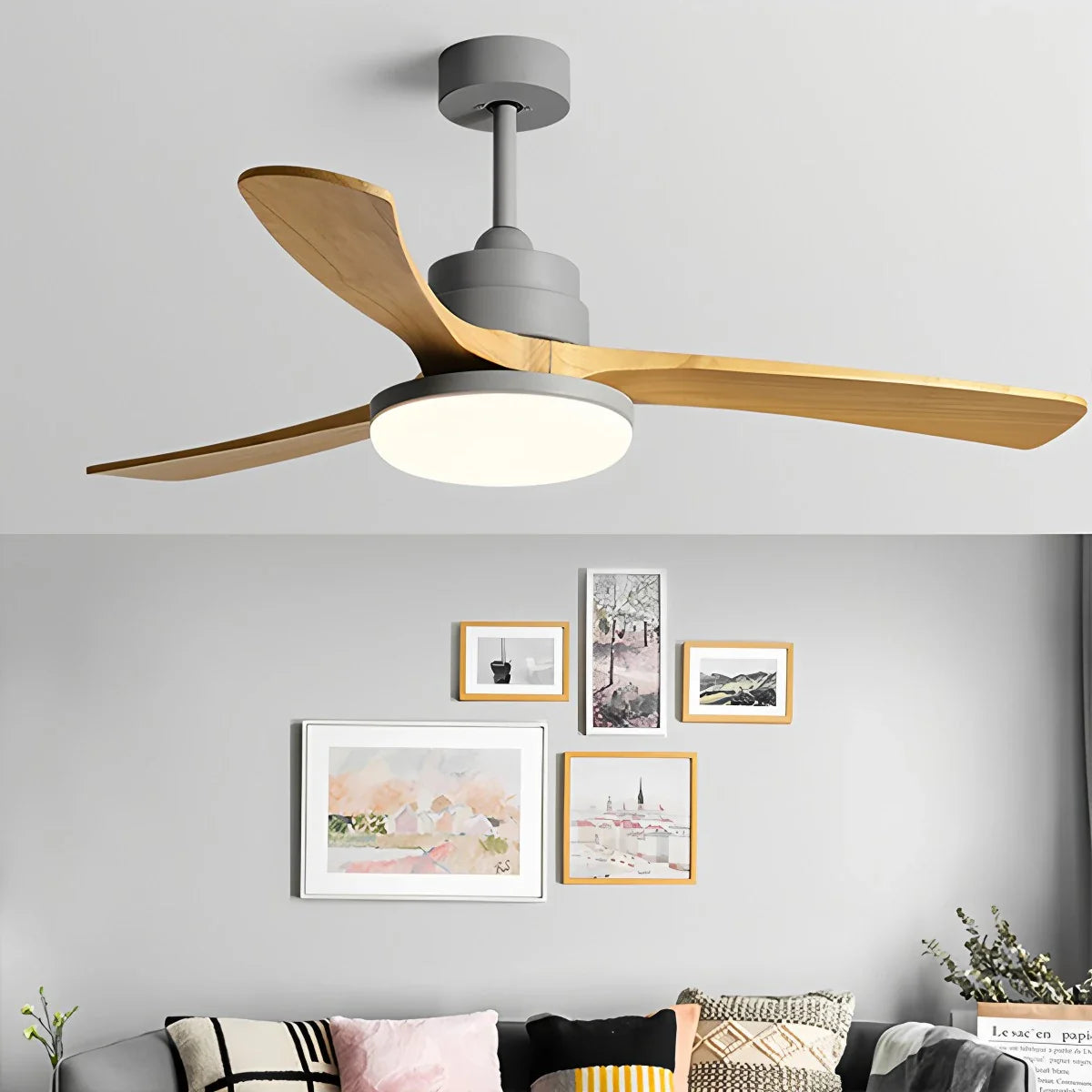 High Wind Wood Ceiling Fan Light