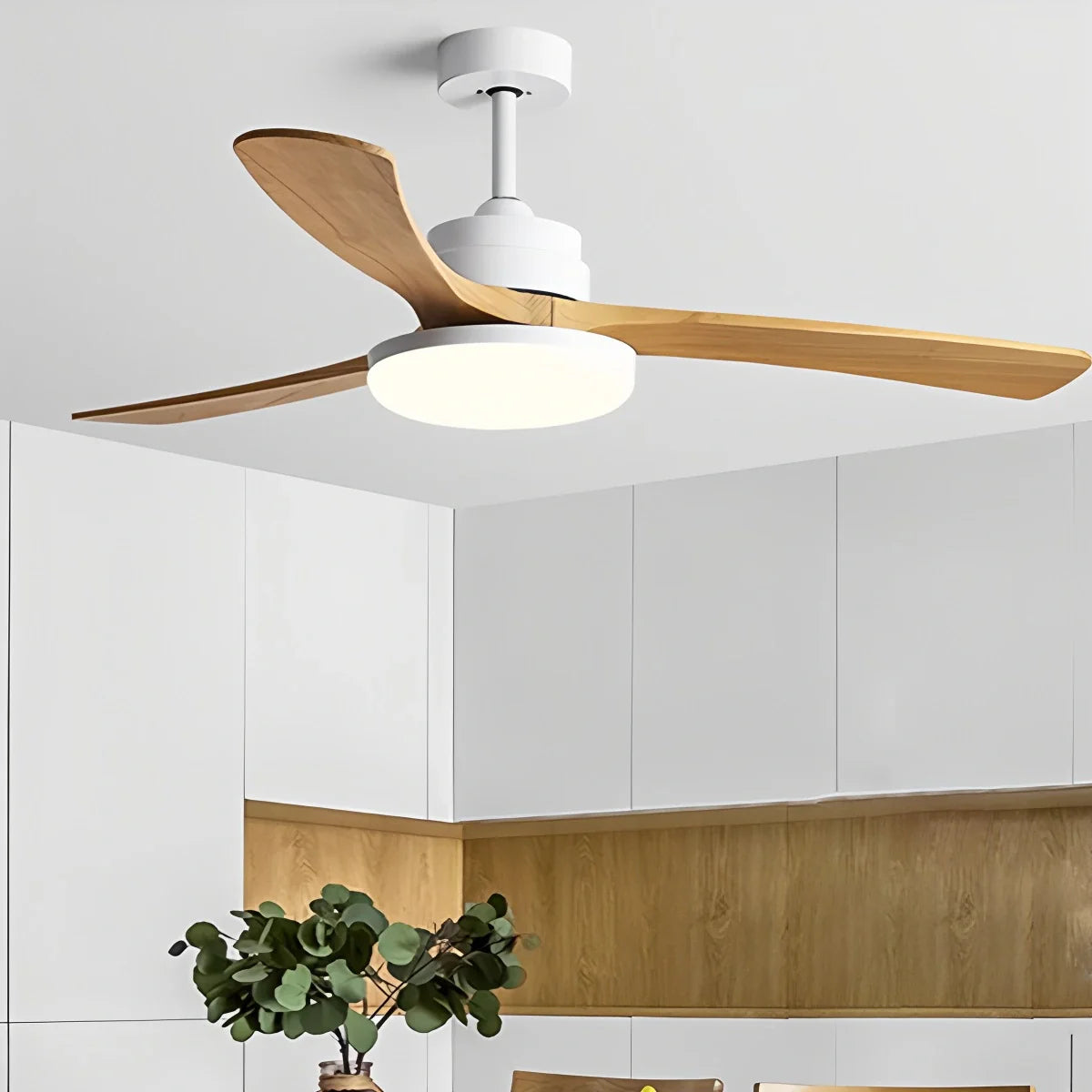 High Wind Wood Ceiling Fan Light