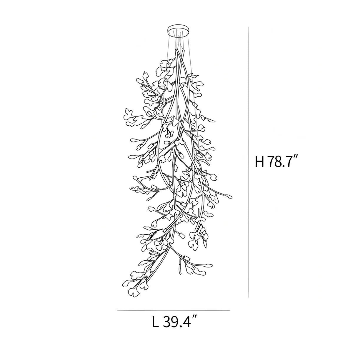 Antizer Gingko Long Branch Chandelier for High Ceiling
