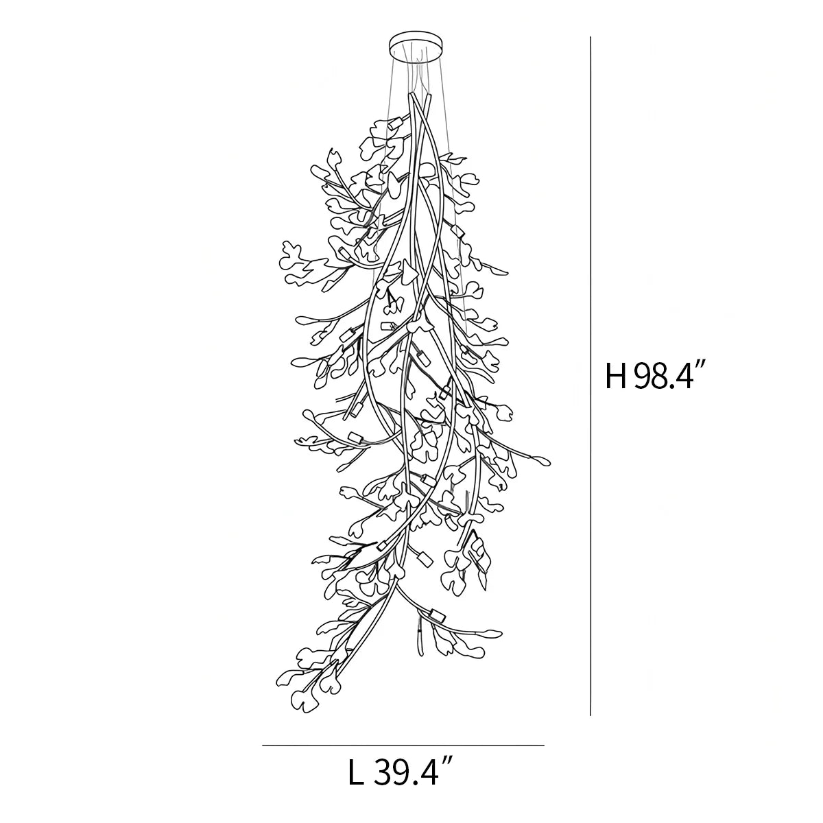 Antizer Gingko Long Branch Chandelier for High Ceiling