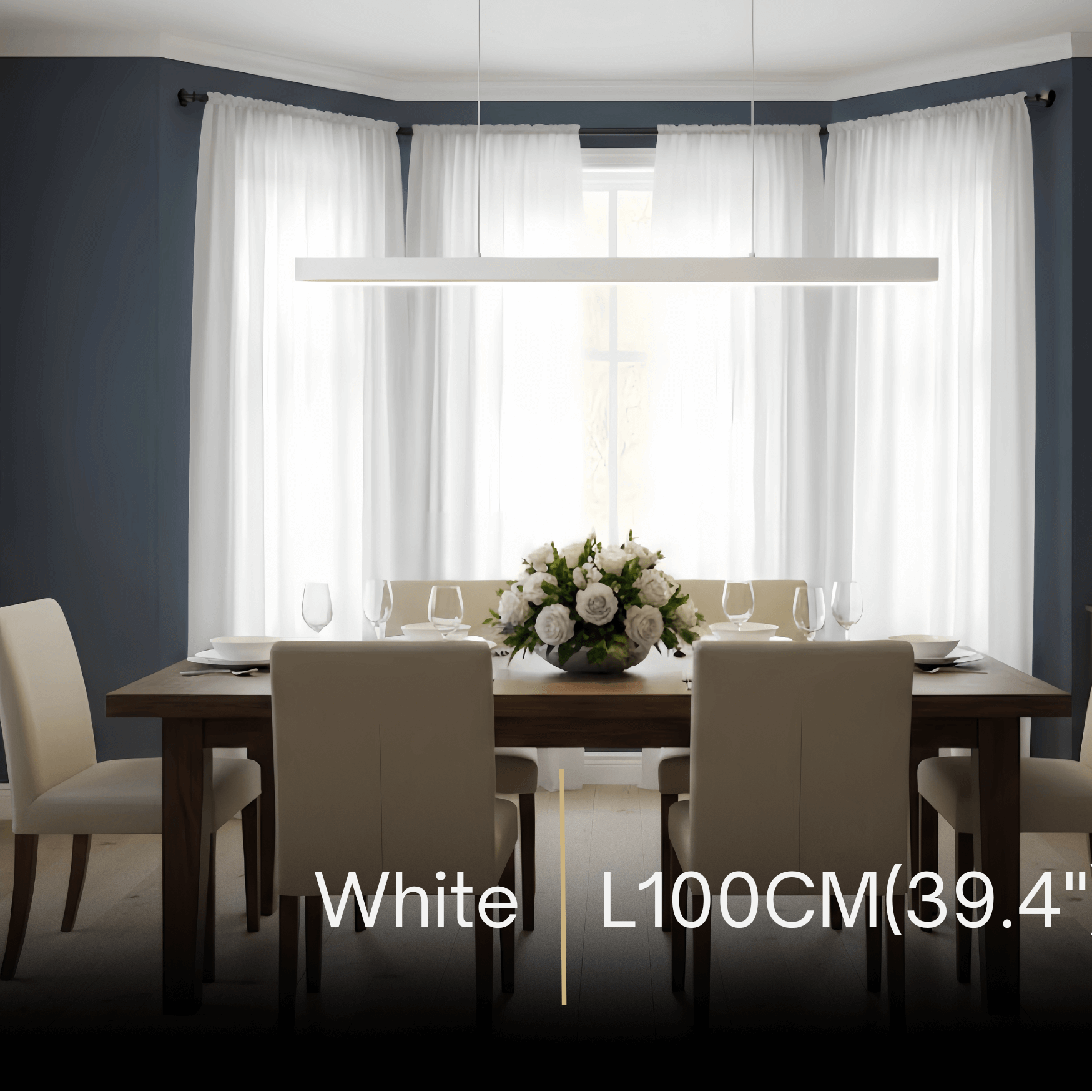Arcato Minimalist Dimmable Linear Pendant Light – Black or White Acrylic for Dining Room