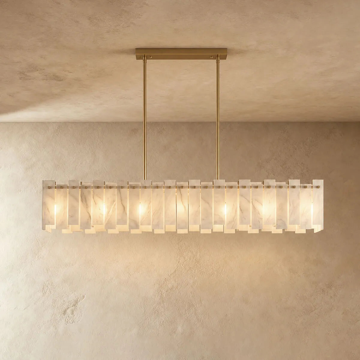 Linear Spanish Alabaster Chandelier