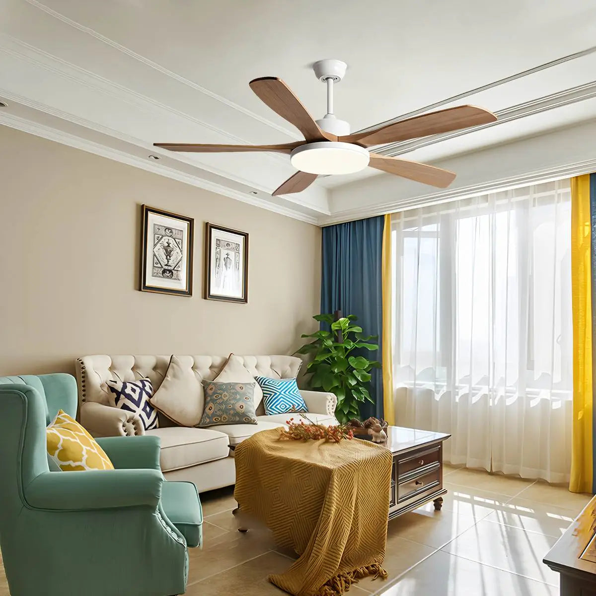 Living Room Minimalist Ceiling Fan with Light