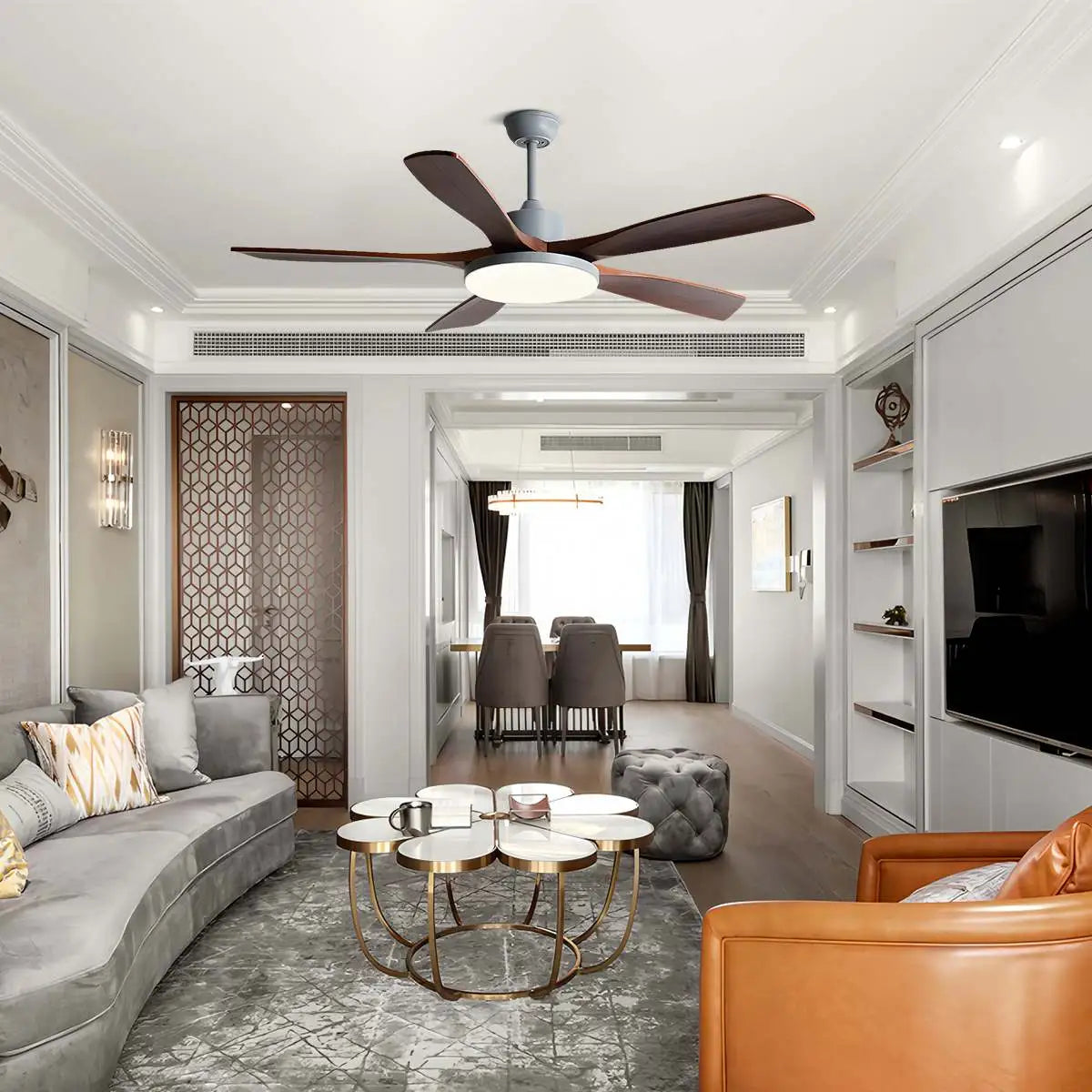 Living Room Minimalist Ceiling Fan with Light