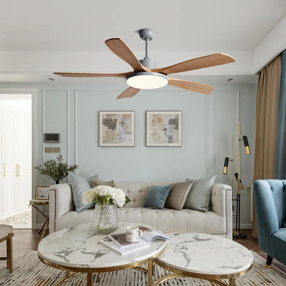 Living Room Minimalist Ceiling Fan with Light