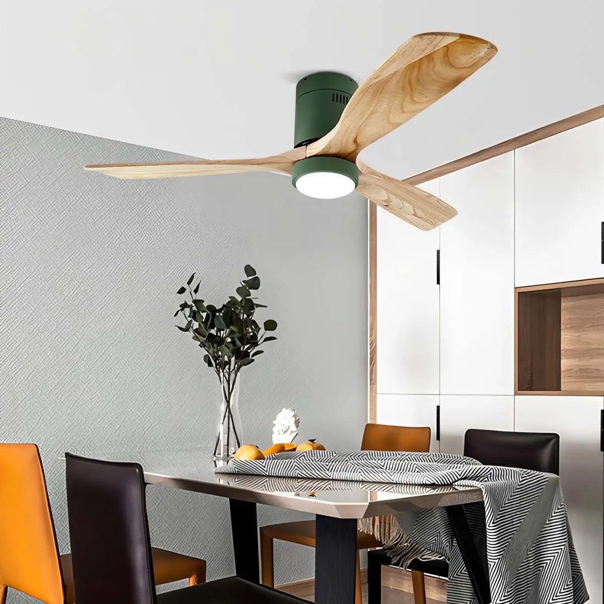Mid-century Modern Hugger Ceiling Fan Lamp