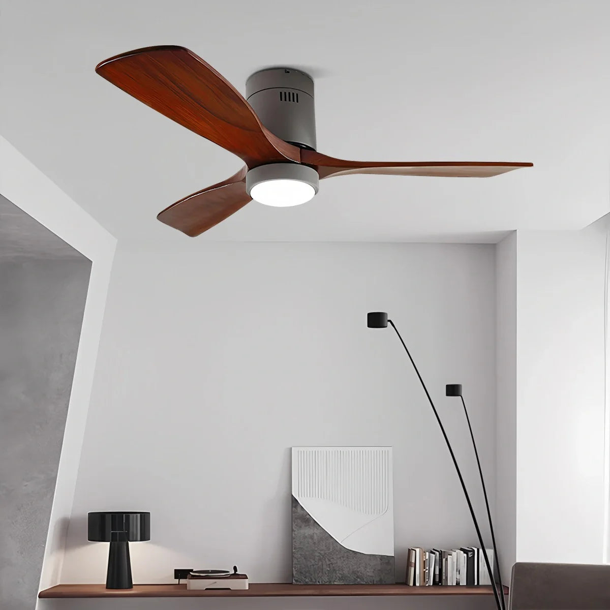 Mid-century Modern Hugger Ceiling Fan Lamp