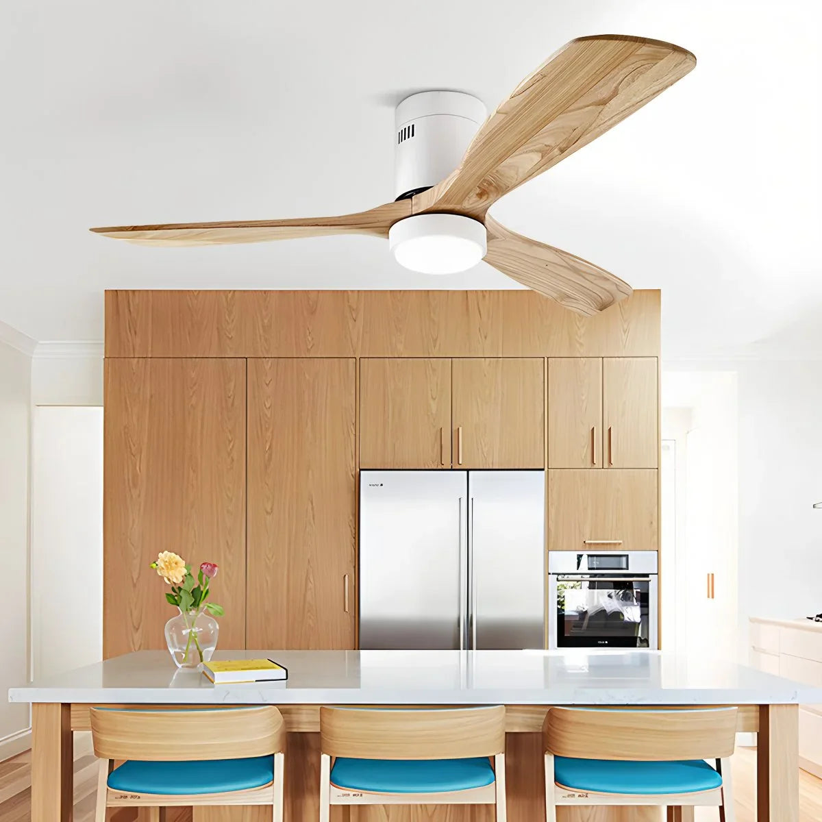 Mid-century Modern Hugger Ceiling Fan Lamp