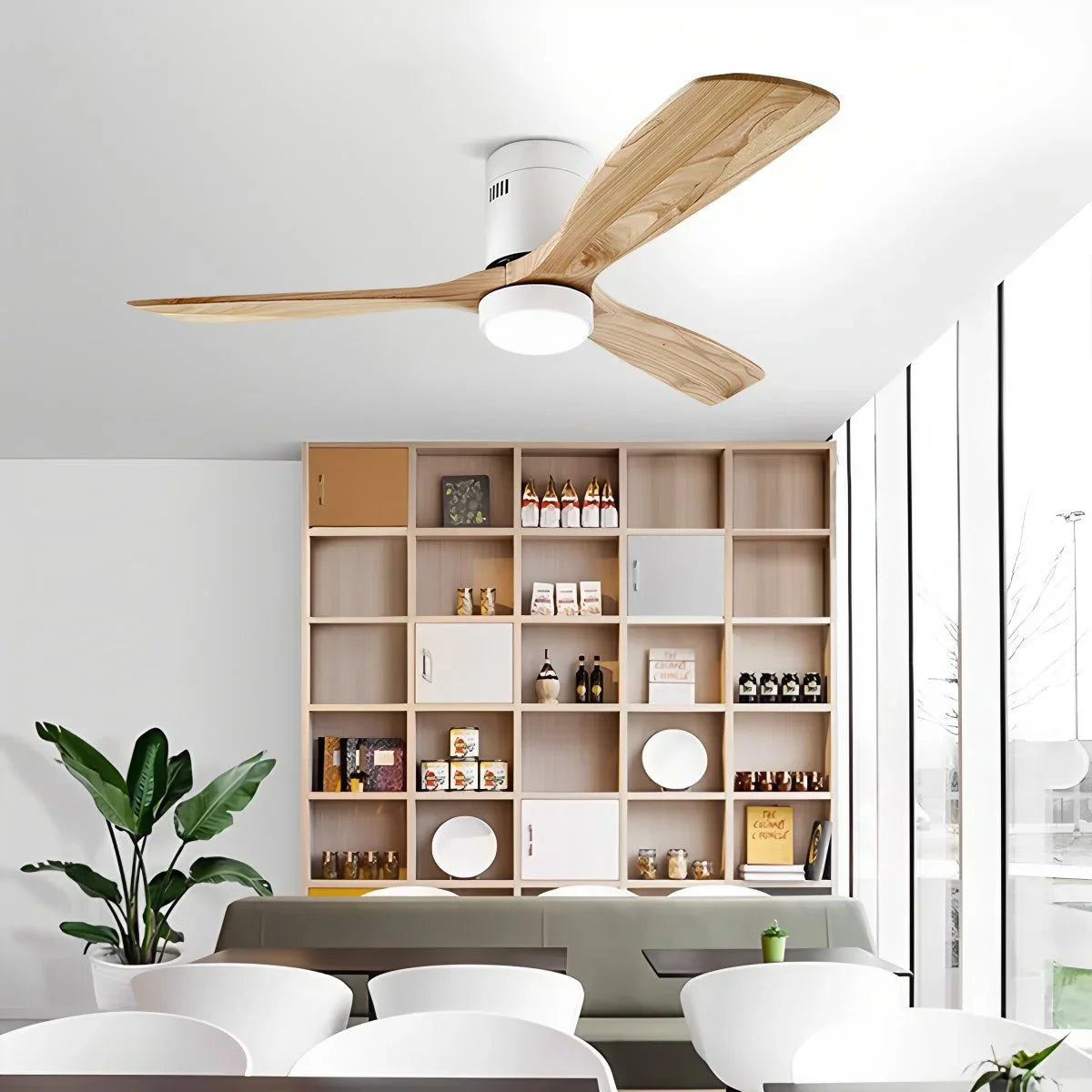 Mid-century Modern Hugger Ceiling Fan Lamp