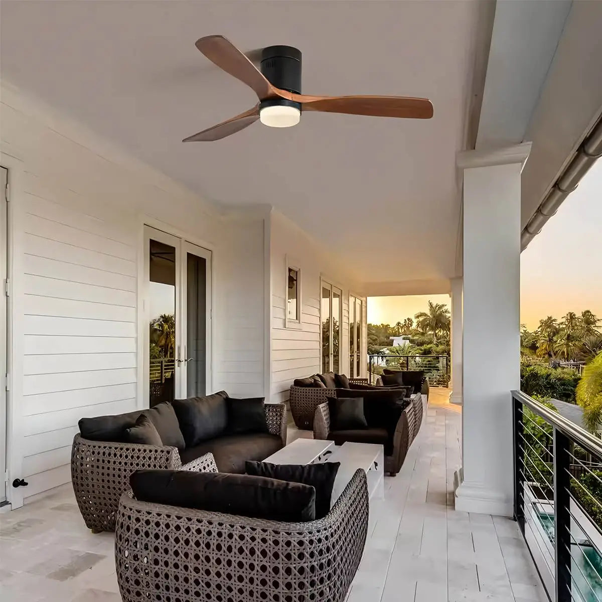 Mid-century Modern Hugger Ceiling Fan Lamp