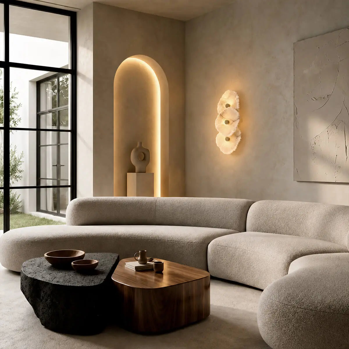 Modern Luxury Brass Alabaster Wall Sconce