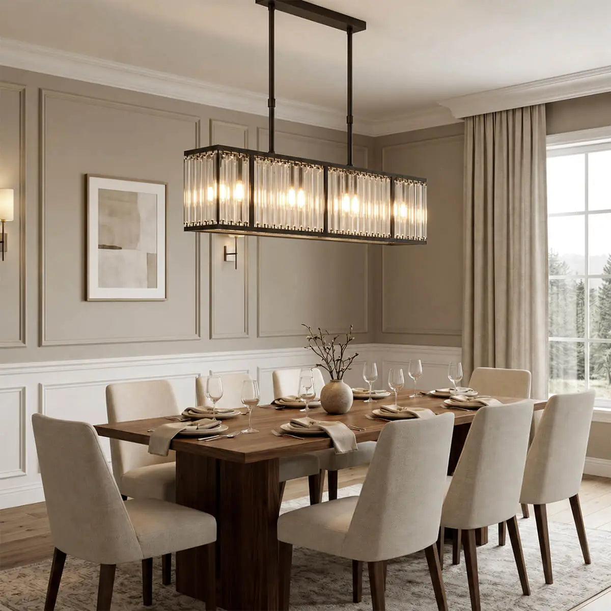 Modern Rectangular Glass Chandelier