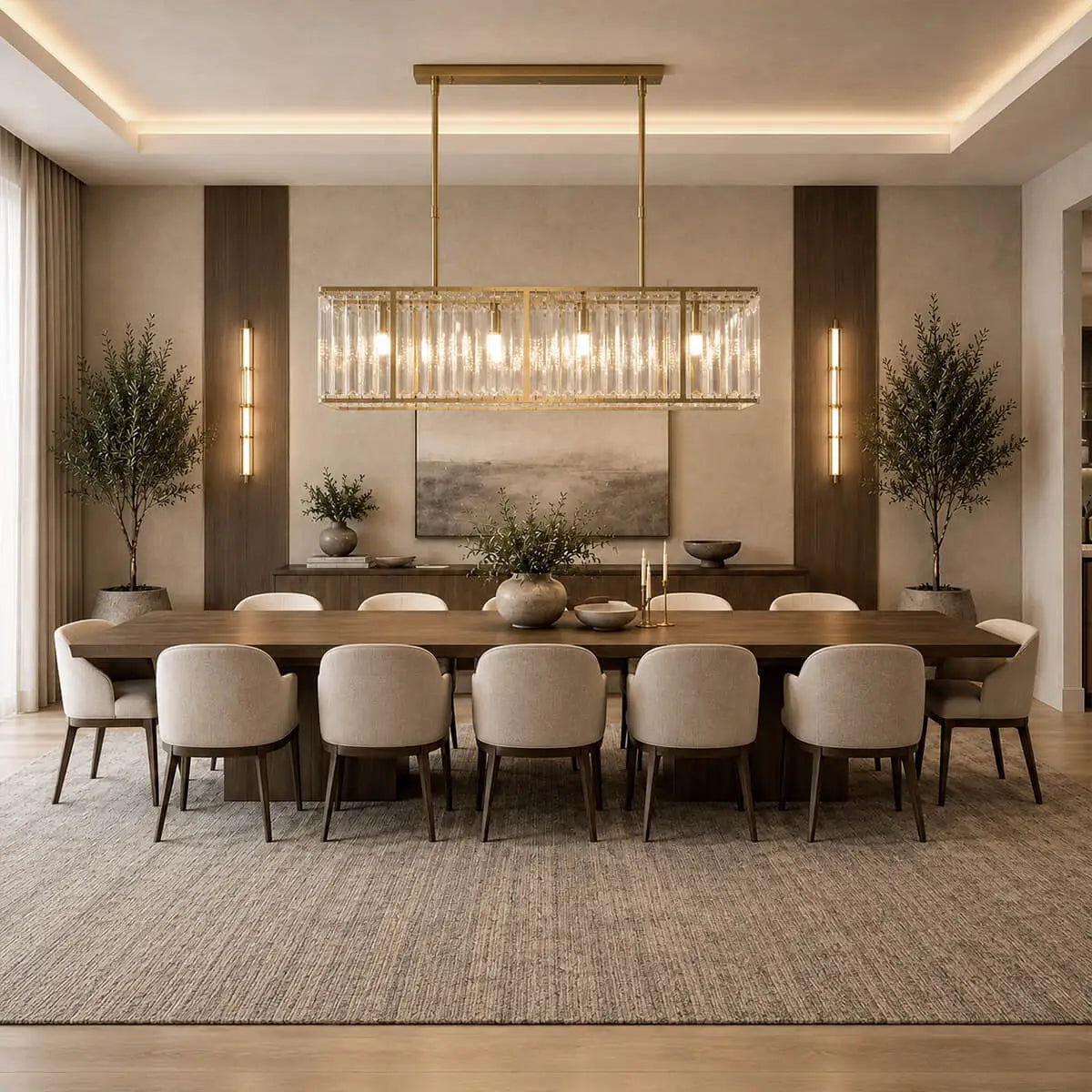 Modern Rectangular Glass Chandelier