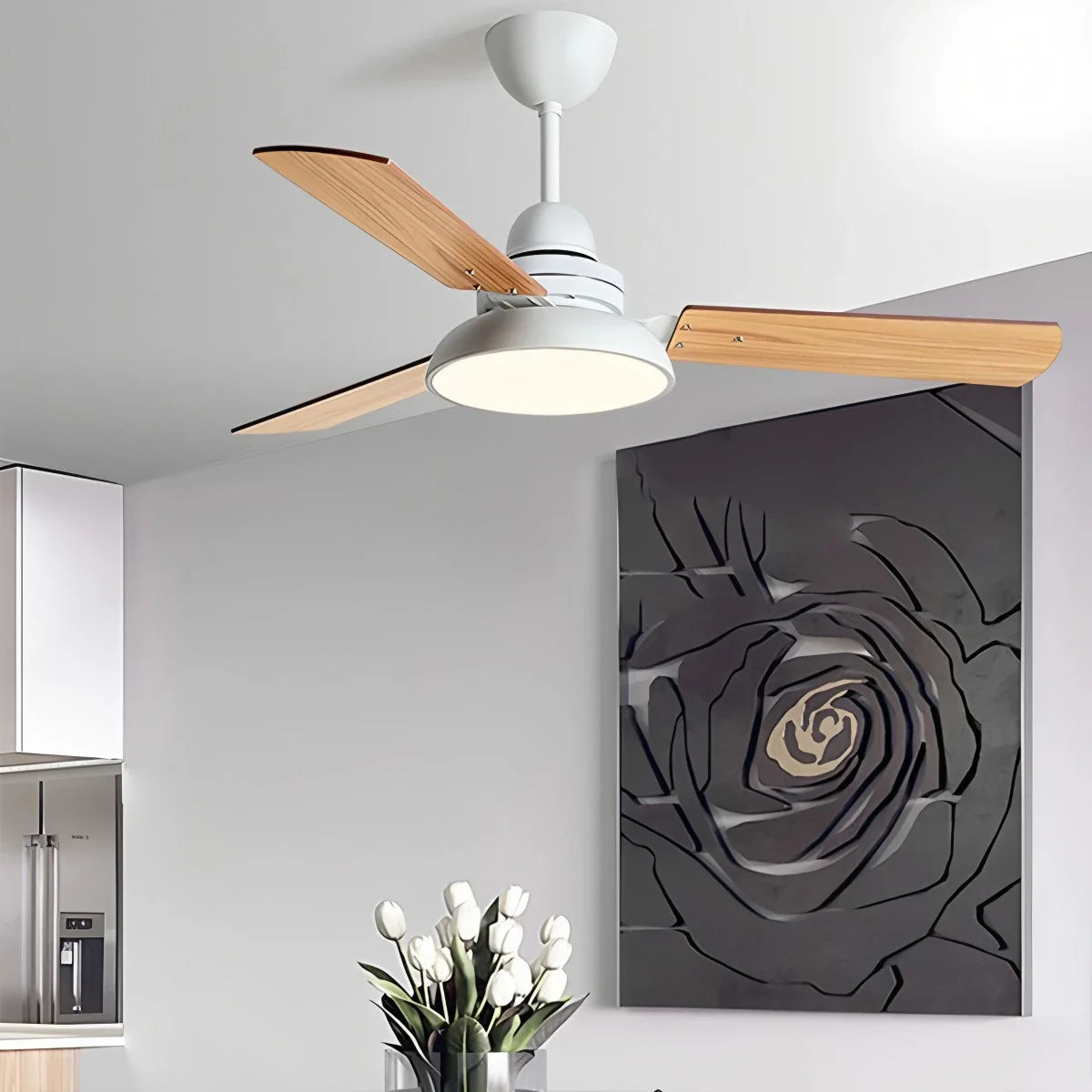 Modern Minimalist Three Leaf Ceiling Fan Light
