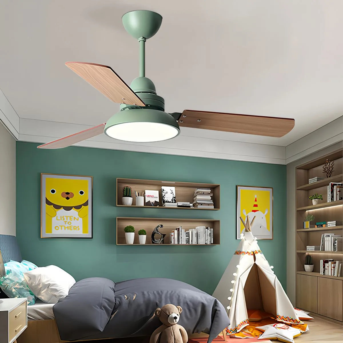Modern Minimalist Three Leaf Ceiling Fan Light