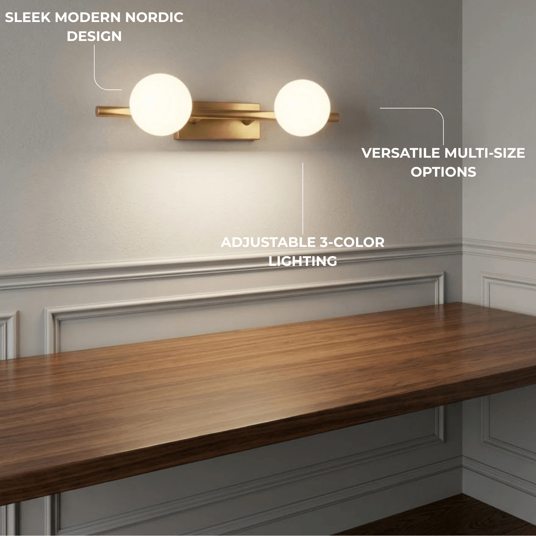 Modern Nordic Wall Lamp — Brass & Glass Milky White