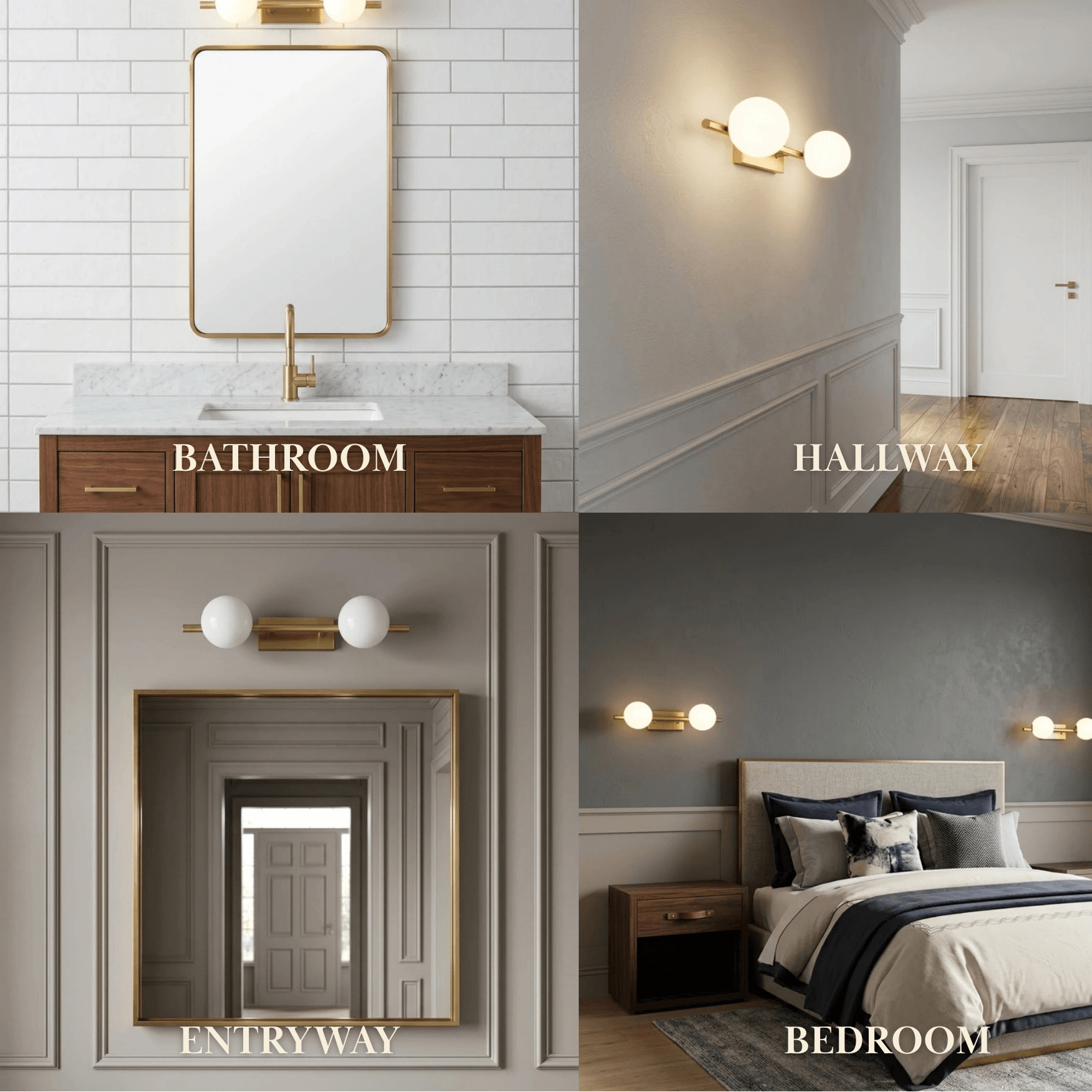Modern Nordic Wall Lamp — Brass & Glass Milky White