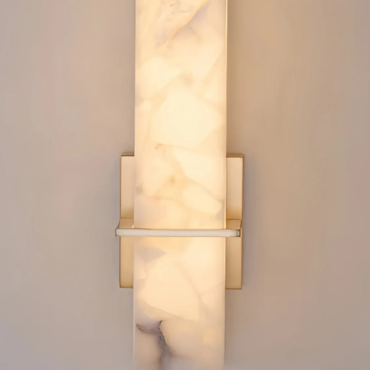 Alba Minimalist Cuboid Wall Lamp -- White Alabaster & Metal for Bedroom Living Room