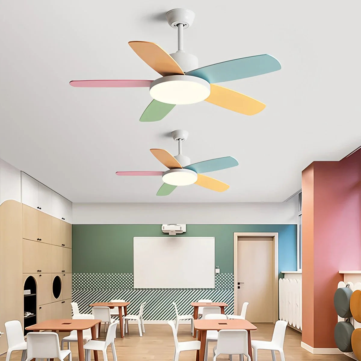 Nordic Colorful Leaf Ceiling Fan Light