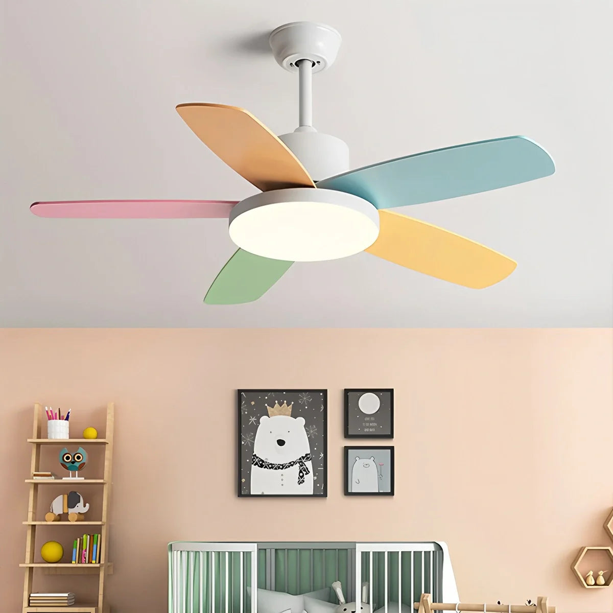 Nordic Colorful Leaf Ceiling Fan Light