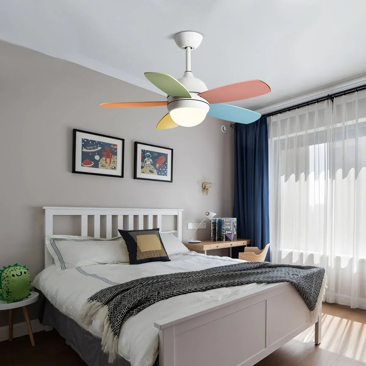 Nordic Colorful Leaf Ceiling Fan Light