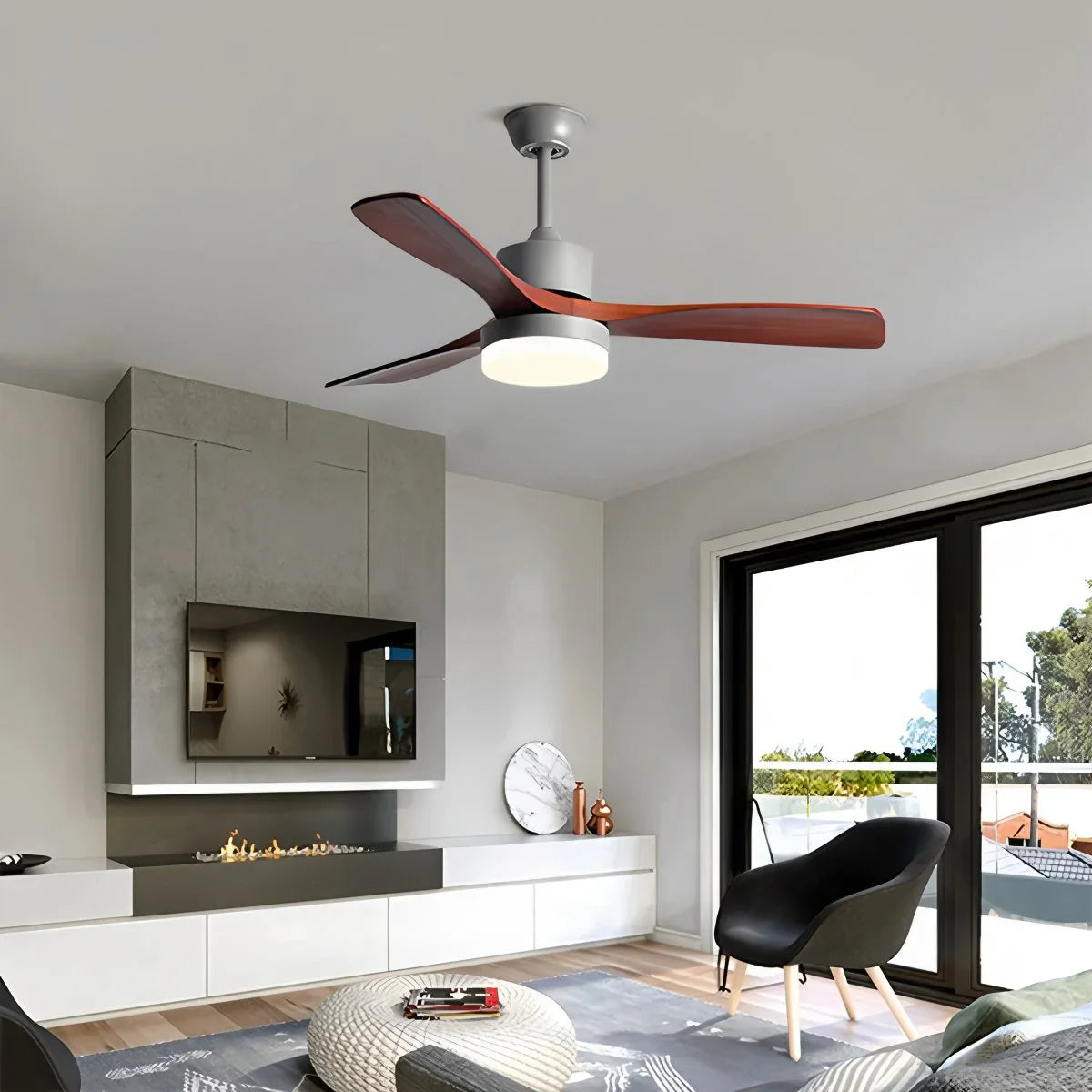 Wood Ceiling Fan Light for Living Room