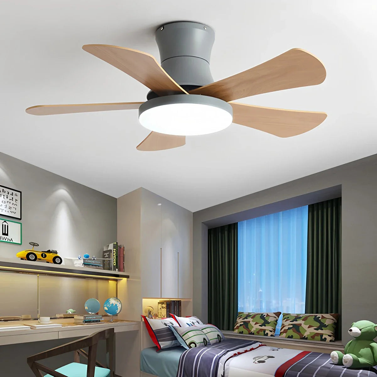 Scandi Low Profile Ceiling Fan with Light