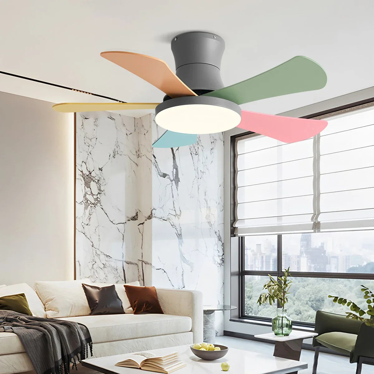 Scandi Low Profile Ceiling Fan with Light