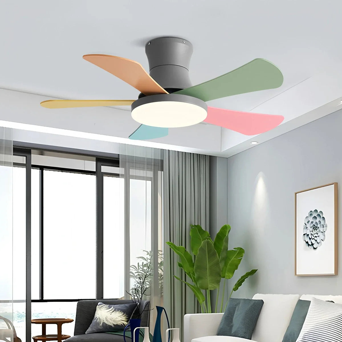 Scandi Low Profile Ceiling Fan with Light