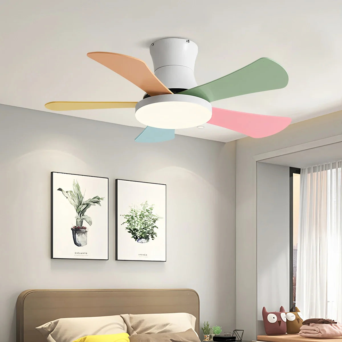 Scandi Low Profile Ceiling Fan with Light
