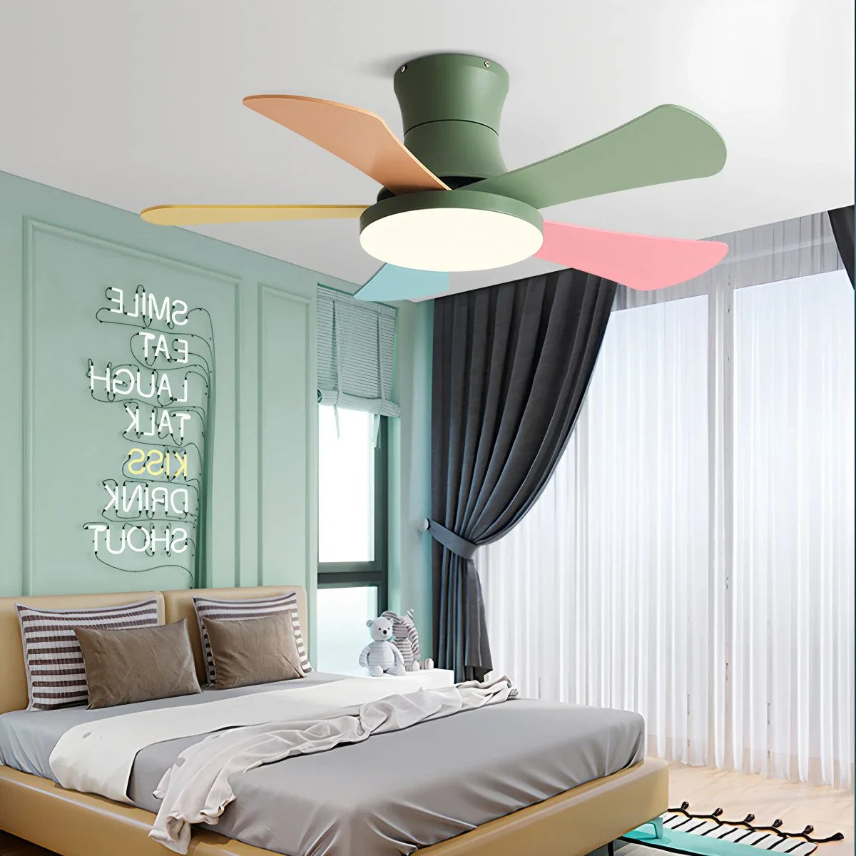 Scandi Low Profile Ceiling Fan with Light