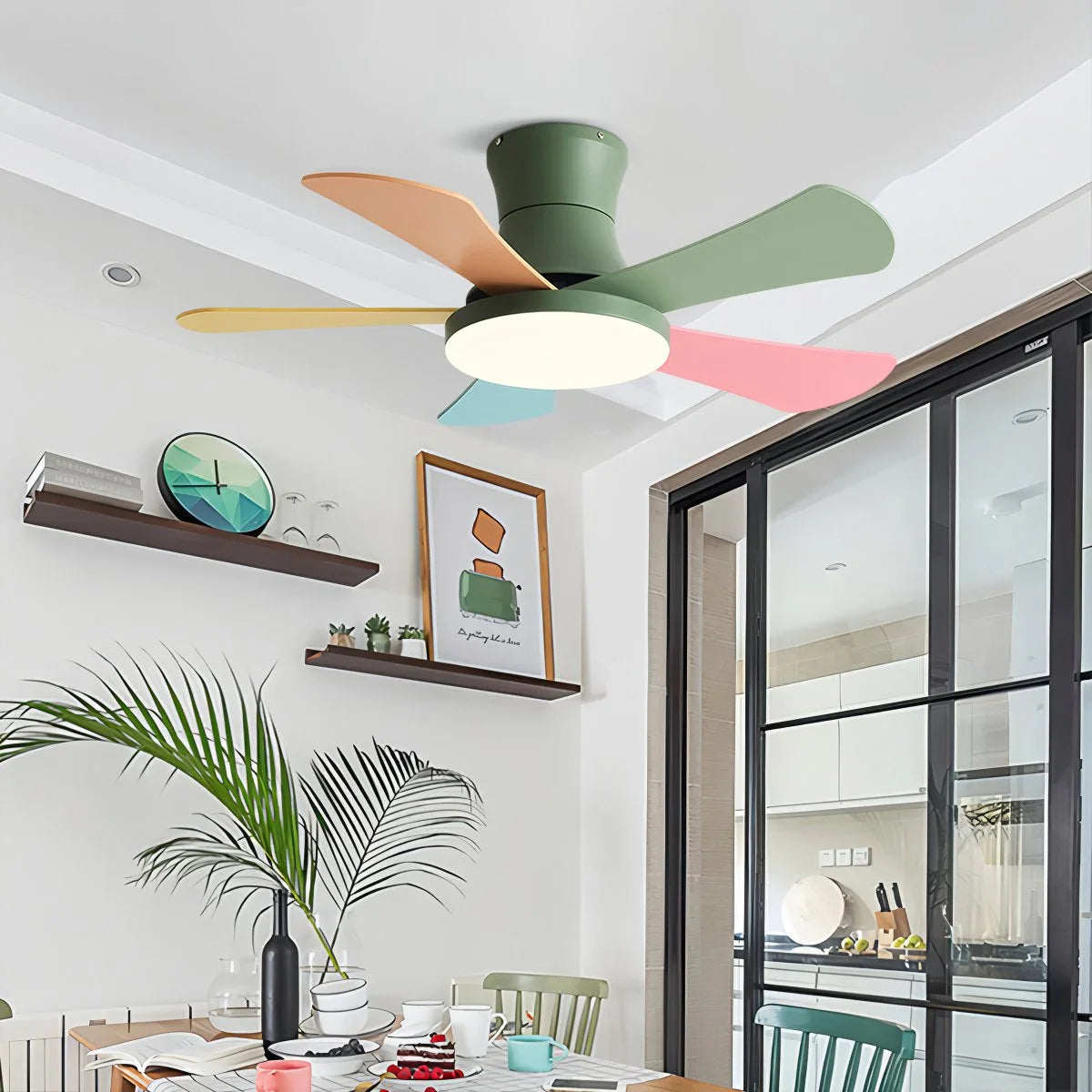 Scandi Low Profile Ceiling Fan with Light