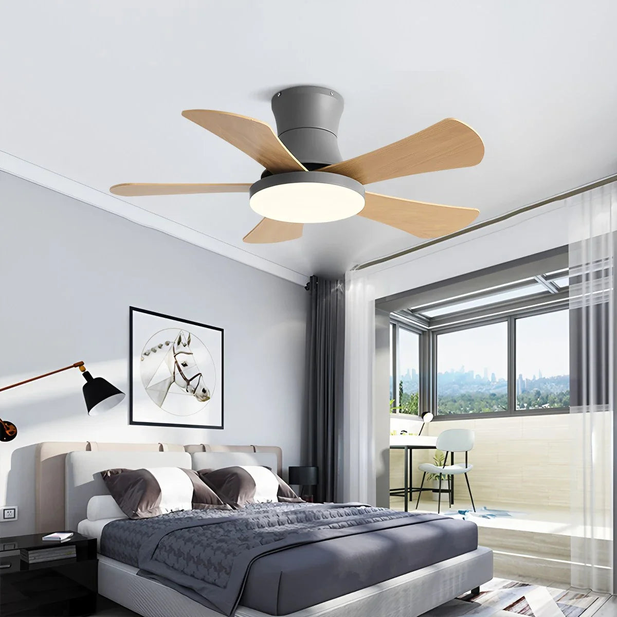 Scandi Low Profile Ceiling Fan with Light