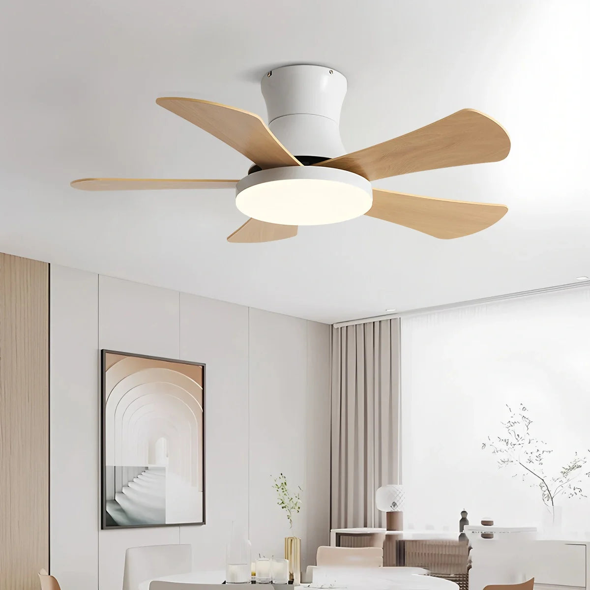 Scandi Low Profile Ceiling Fan with Light