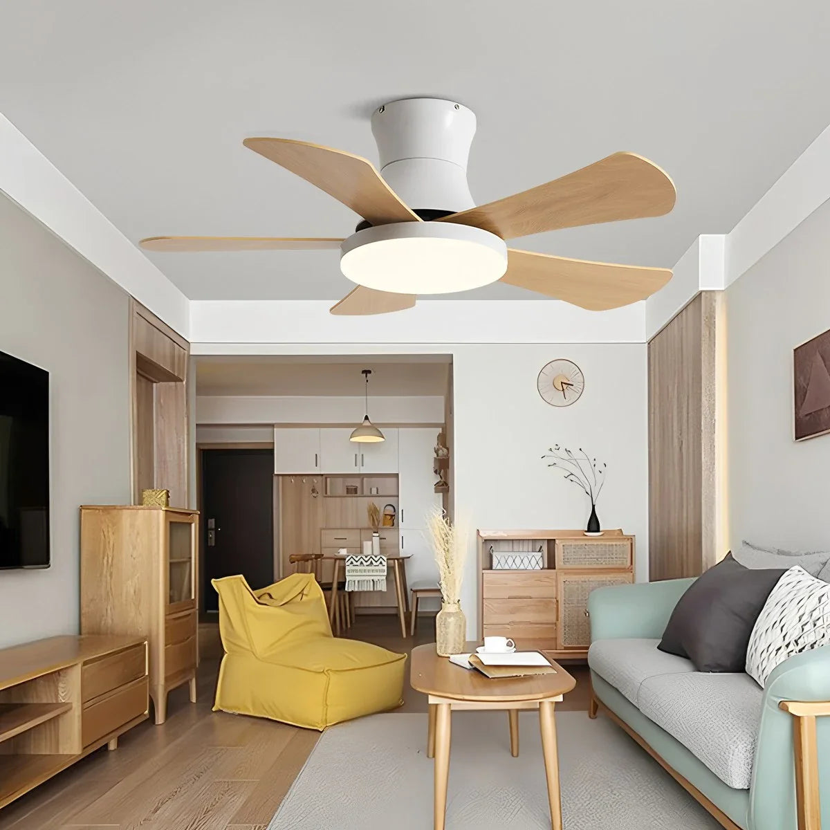 Scandi Low Profile Ceiling Fan with Light