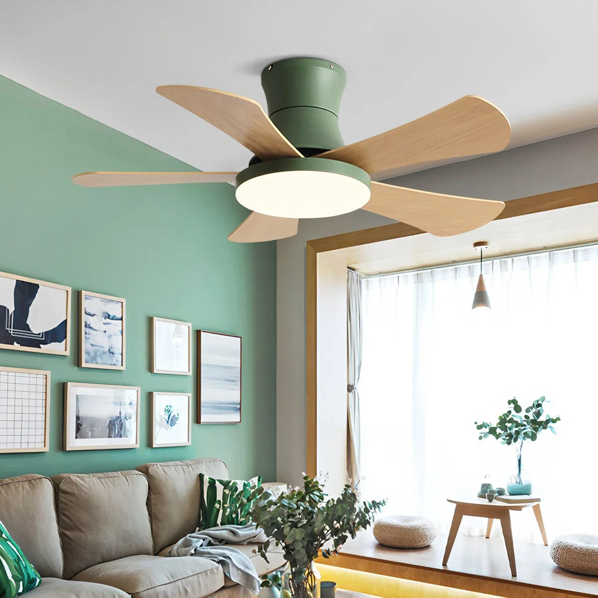 Scandi Low Profile Ceiling Fan with Light