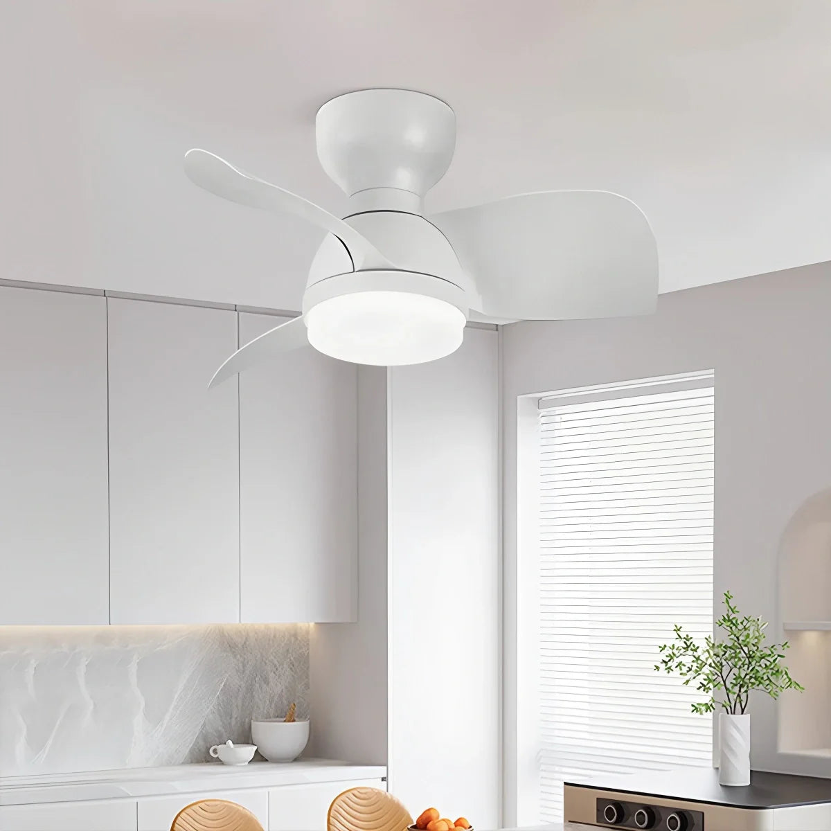 Small Flush Mount Ceiling Fan with Light
