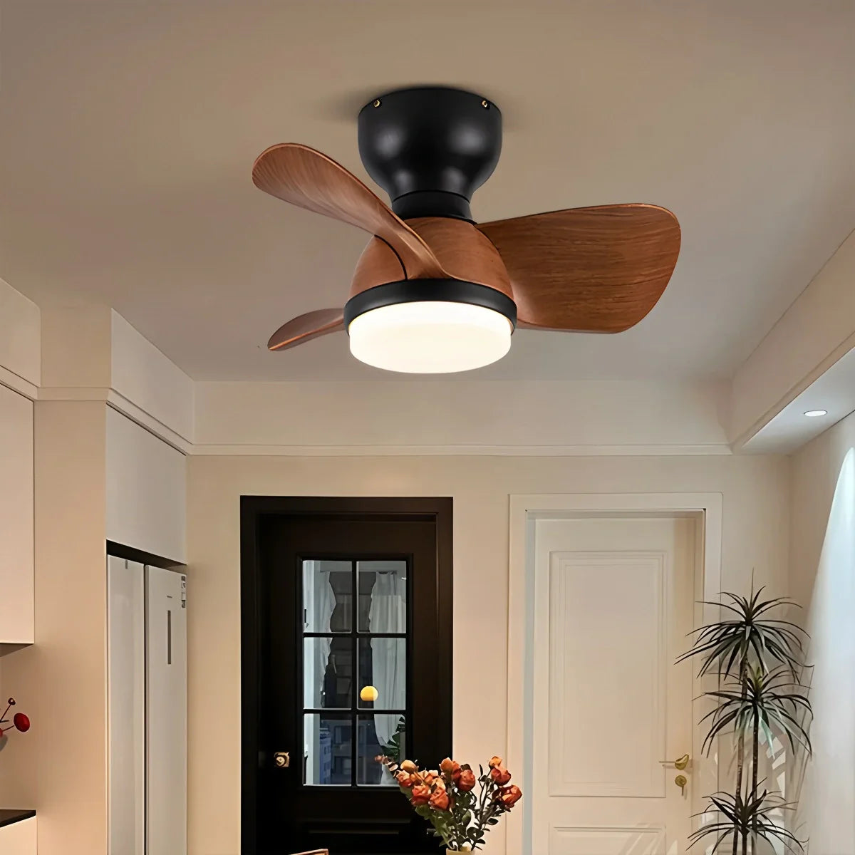 Small Flush Mount Ceiling Fan with Light