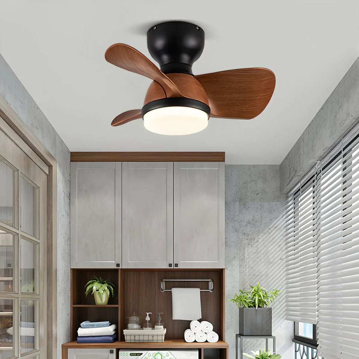 Small Flush Mount Ceiling Fan with Light