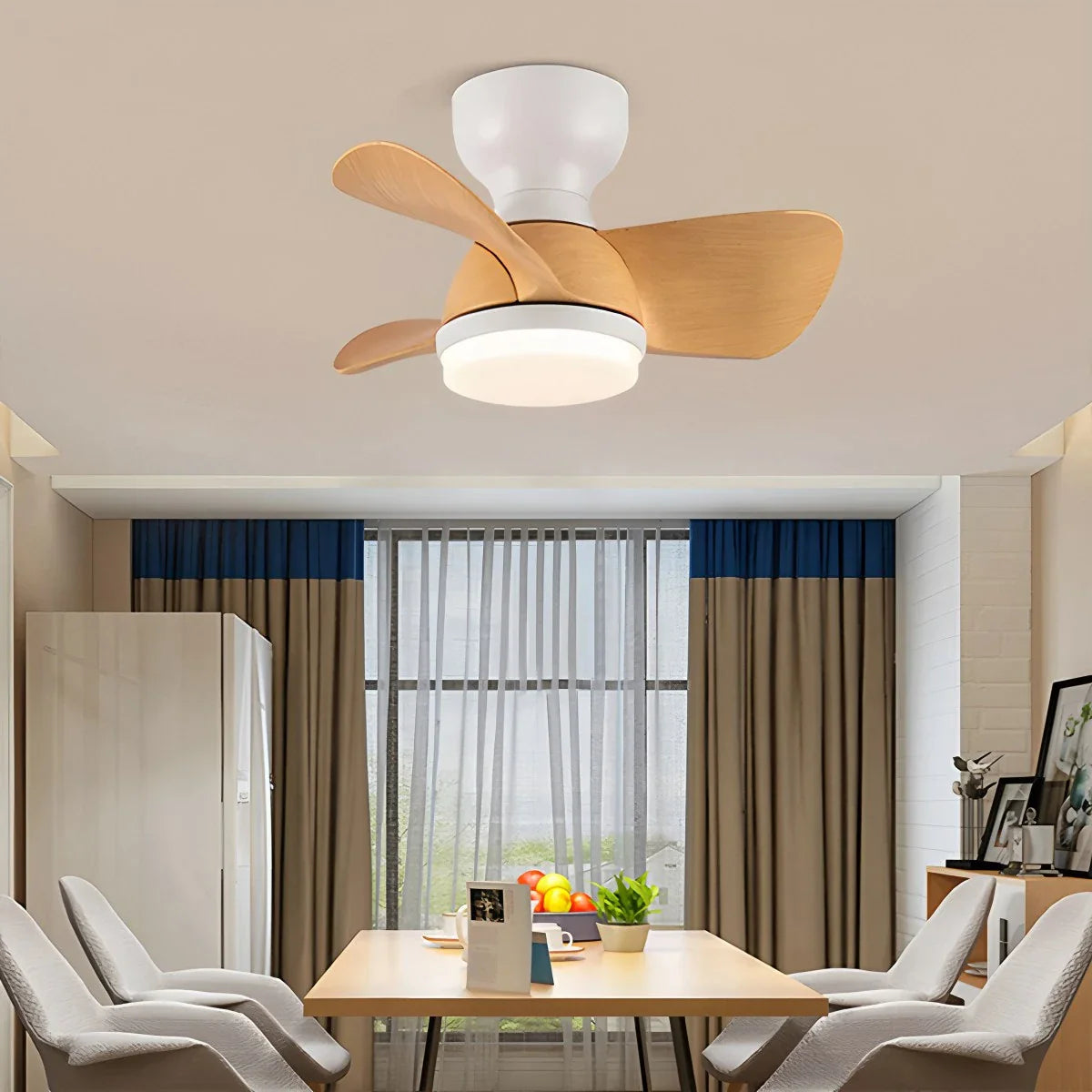 Small Flush Mount Ceiling Fan with Light